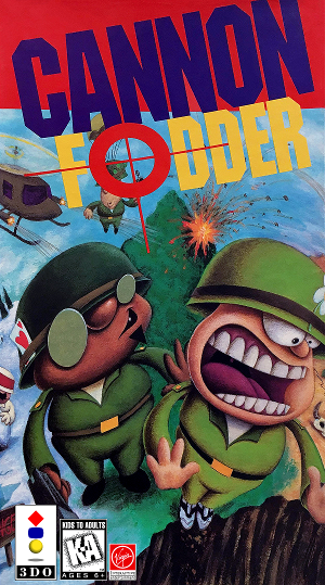 Front cover for Cannon Fodder on the Panasonic 3DO.