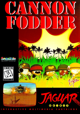 Front cover for Cannon Fodder for the Atari Jaguar.