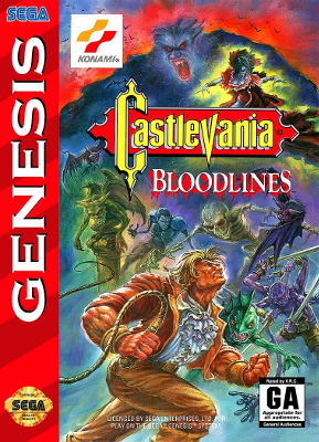 Front cover for Castlevania: Bloodlines on the Sega Genesis.