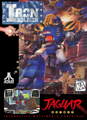 Front cover for Iron Soldier on the Atari Jaguar.