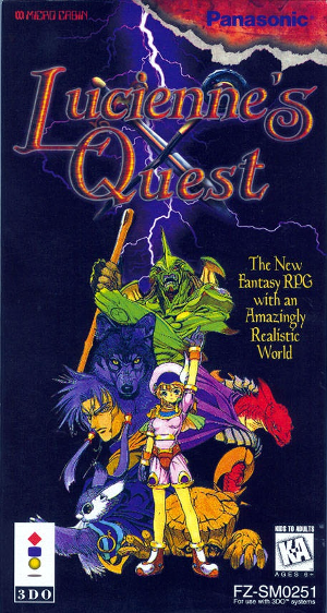 Front cover for Lucienne's Quest on the Panasonic 3DO.
