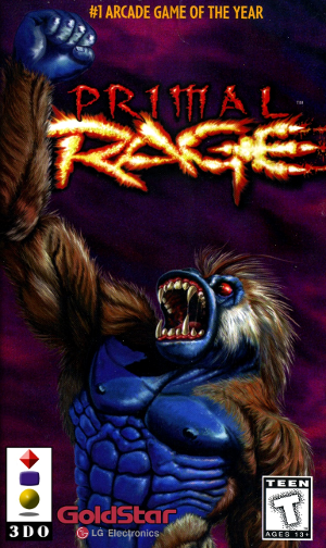 Front cover for Primal Rage on the Panasonic 3DO.