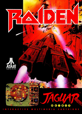 Front cover of Raiden for the Atari Jaguar.