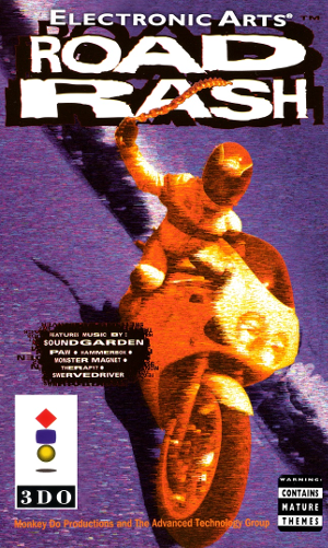 Front cover for Road Rash on the Panasonic 3DO.