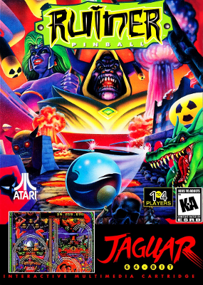 Front cover for Ruiner Pinball on the Atari Jaguar.