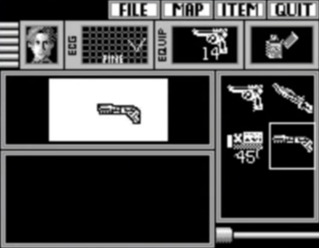 The inventory screen which looks identical to that of the console version.