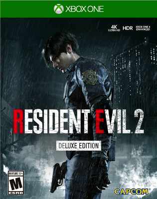 Front cover for the Resident Evil 2 remake for the Xbox One.