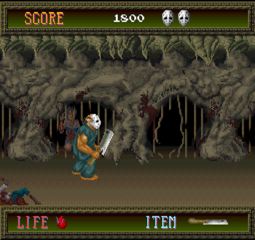 Rick walks inside of a cave holding a meat cleaver.