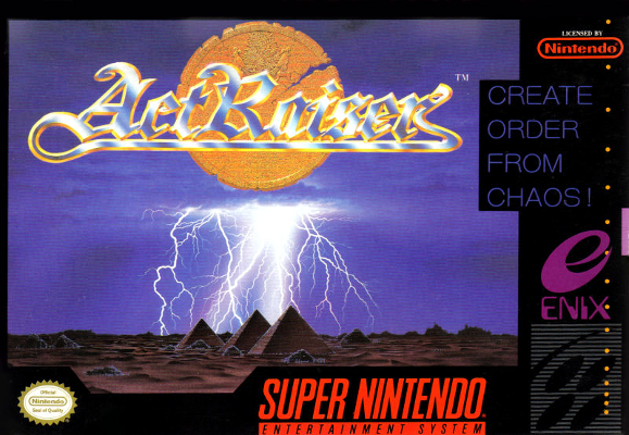 Front cover for Actraiser for the Super Nintendo.
