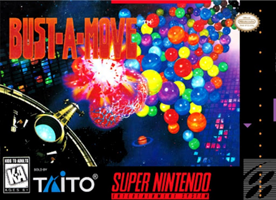 Front cover for Bust a Move for the Super Nintendo.