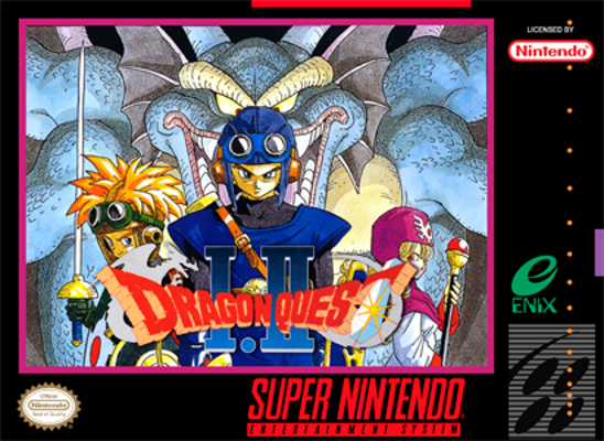 Front cover for Dragon Quest I & II for the Super Famicom.