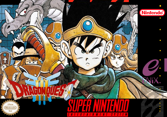 Front cover for Dragon Quest III for the Super Famicom.