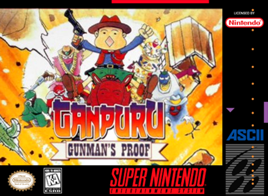 Front cover for Gunman's Proof for the Super Famicom.