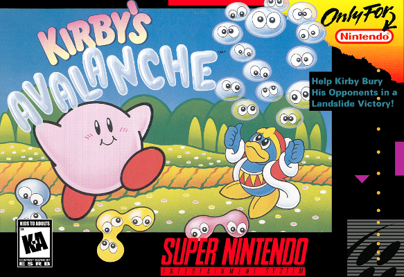 Front cover for Kirby's Avalanche on the Super Nintendo.