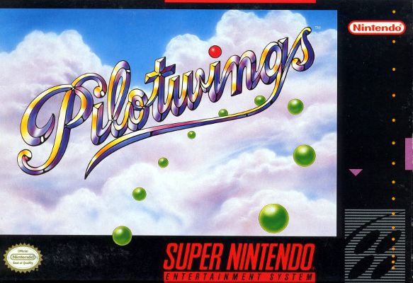 Front cover for Pilotwings on the Super Nintendo.
