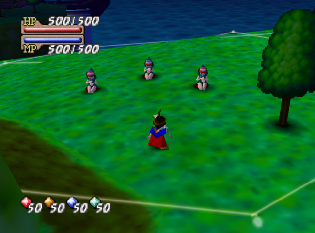 A battle scene in Quest 64.