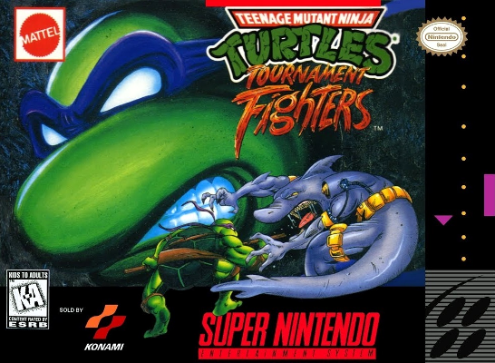 Front cover for Teenage Mutant Ninja Turtles Tournament Fighters for the Super Nintendo.