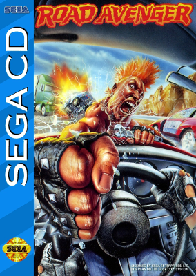 Front cover for Road Avenger for the Sega CD.