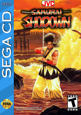 Front cover for Samurai Shodown for the Sega CD.