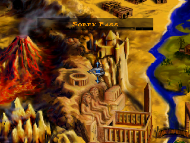 Choosing a location on the map in Powerslave.