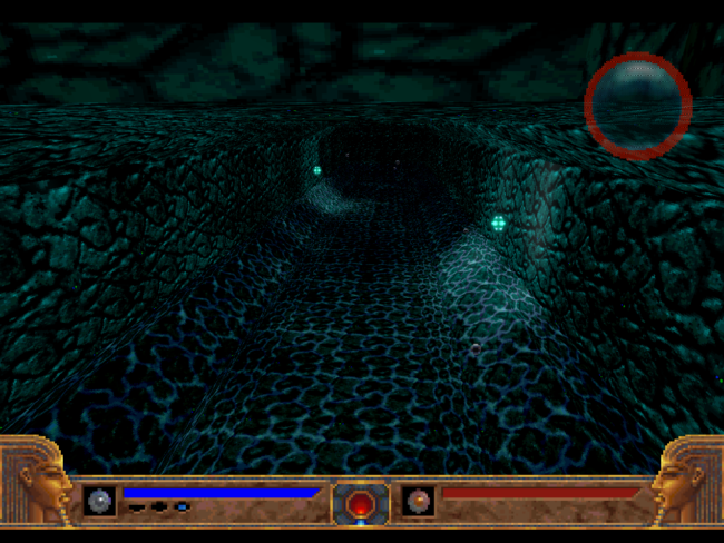 Exploring the underwater caverns.