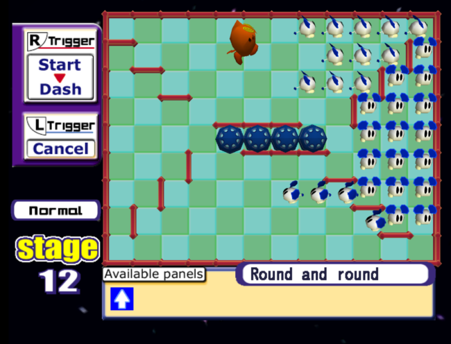 An early puzzle in ChuChu Rocket.