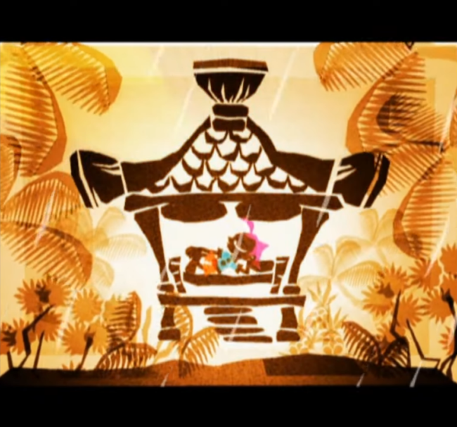 The opening video sequence depicting Pokkle sleeping through his coming of age ceremony.