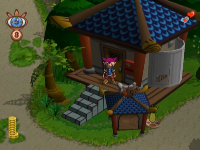 Pokkle stands outside of his home on Nanashi Island.