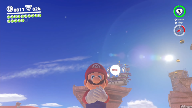 Mario freezes in the frozen desert.
