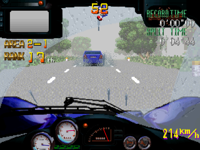 A rain weathered track in the later stages in Gale Racer.
