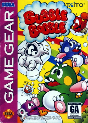Front cover for Bubble Bobble on the Sega Game Gear.