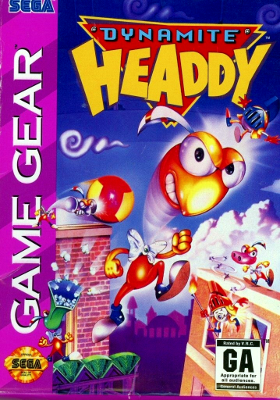Front cover for Dynamite Headdy for the Sega Game Gear.