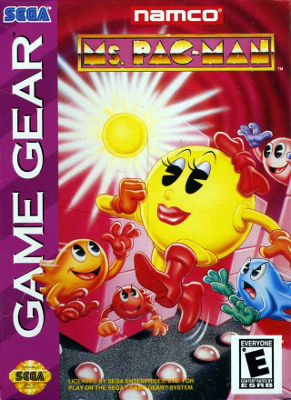 Front cover for Ms Pac Man for the Sega Game Gear.
