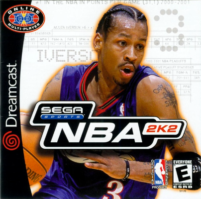 Front cover for NBA 2k2 for the Sega Dreamcast.