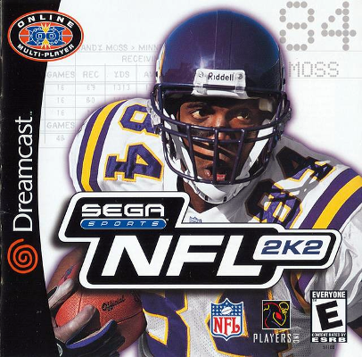 Front cover for NFL 2K2 for the Sega Dreamcast.