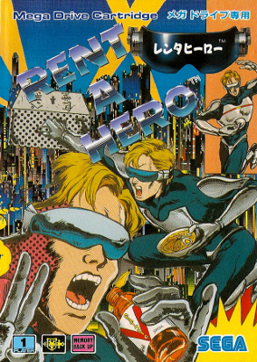 Front cover for Rent a Hero for the Sega Mega Drive.