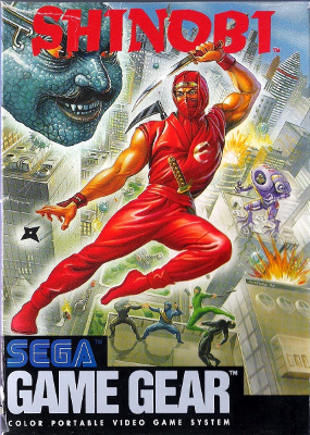 Front cover for Shinobi on the Sega Game Gear.