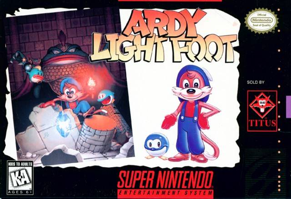 Front cover for Ardy Lightfoot on the Super Nintendo.
