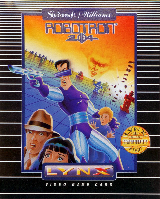 Front cover for Robotron 2084 for the Atari Lynx.