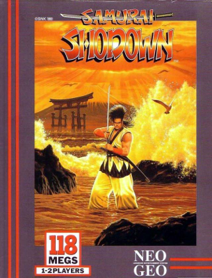 Front cover for Samurai Shodown for the Neo Geo.