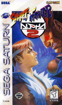 Front cover for Street Fighter Alpha 2 for the Sega Saturn.