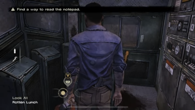 Lee approaches a control panel with several items with which he can interact.