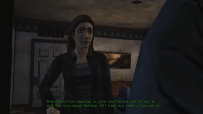 Lee argues against the character Lily in a cut scene.