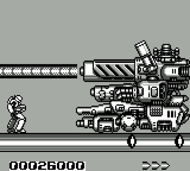 Fighting against the first boss in Battle Unit Zeoth.