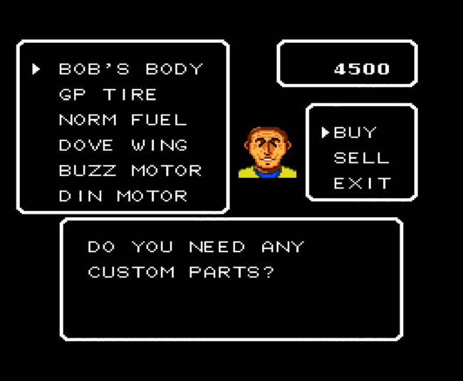 The main character purchases items from the store.