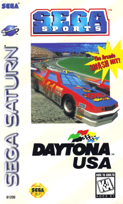Front cover for Daytona USA for the Sega Saturn.