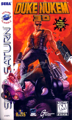 Front cover for Duke Nukem 3D for the Sega Saturn.