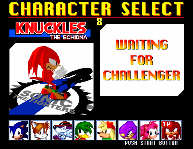 The character select screen in Sonic the Fighters.