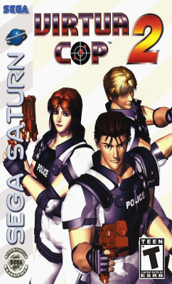Front cover for Virtua Cop 2 on the Sega Saturn.