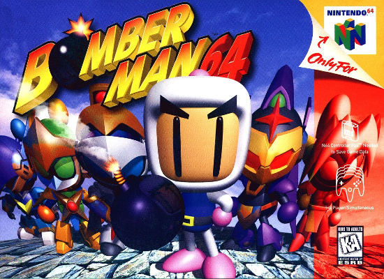 Front cover for Bomberman 64 for the Nintendo 64.